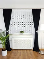 Firany - Firana z czarnym haftem oraz gipiurą, nowoczesne firany do salonu - miniaturka - grafika 1