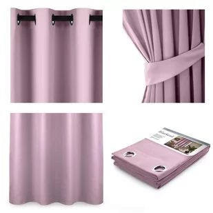 Zasłona BLACKOUT kolor pudrowy róż styl klasyczny przelotki srebrne blackout 140x245 ameliahome - CURT/AH/BLACKOUT/EYELETS/PINK/ - Zasłony - miniaturka - grafika 1