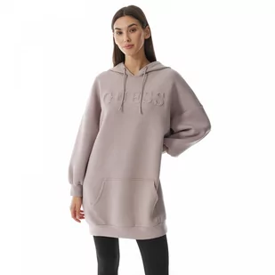 Damska bluza dresowa nierozpinana z kapturem Guess Cindra - beżowa - GUESS - Bluzy sportowe damskie - miniaturka - grafika 1