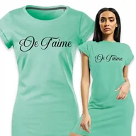 Koszule damskie - PIŻAMA DAMSKA MIĘTOWA Koszula Nocna Wygodna Na Prezent Napisy JE TIME Wz M - miniaturka - grafika 1