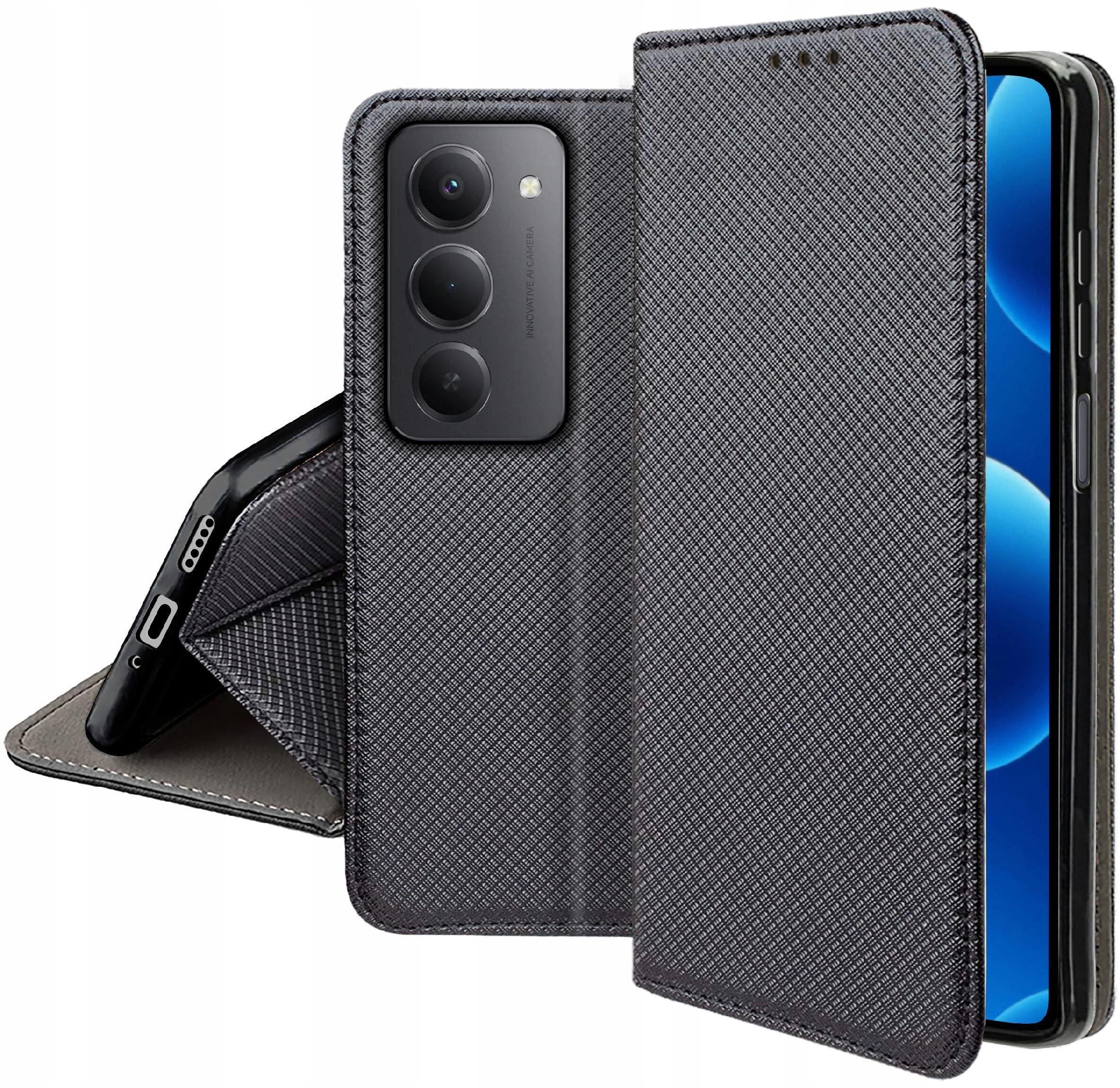 Etui MAGNET do Xiaomi Redmi 15 4G 5G Zamykane Czarne Futerał + Szkło 9H