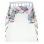 Ochraniacze do łóżeczka - SuperMami Warkocz ochraniacz do łóżeczka Koty różowo-szare 140 cm - miniaturka - grafika 1