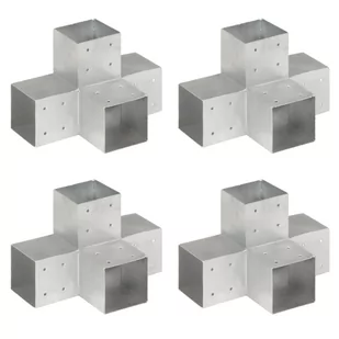 vidaXL Łączniki do słupków w kształcie X, 4 szt., metalowe, 101x101 mm - Akcesoria do ogrodzeń - miniaturka - grafika 1