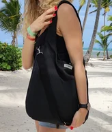 Torebki damskie - Duża torba worek boho czarna XXL na ramię - miniaturka - grafika 1