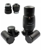 Zawory i kraniki - Zawór termostatyczny do grzałki INTEGRA czarny strukturalny prawy GZ1/2 - miniaturka - grafika 1