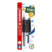 Długopisy - STABILO Pióro szkolne ze standardową stalówką M EASYbuddy Twilight Sky w kolorze czarnym/czarnym – kolor niebieski (zmywalny) – pojedynczy długopis – wraz z nabojem - miniaturka - grafika 1