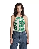 Koszulki i topy damskie - G-STAR RAW Women's Printed Tank top Cropped Ultra Slim T-shirt, wielokolorowy (Oyster Mushroom/Jolly Green Tetris D263-D964), XL, Wielokolorowy (Oyster Mushroom/Jolly Green Tetris D263-d964), XL - miniaturka - grafika 1