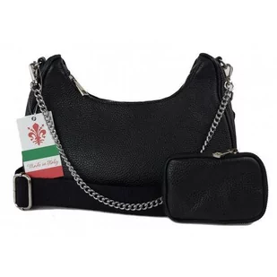 Włoska Listonoszka, Przewieszka ,Vera Pelle Srebrne Okucia ,Szeroki Pasek, Czarna Vp742N - Torebki damskie Włoska Listonoszka, Przewieszka ,Vera Pelle Srebrne Okucia ,Szeroki Pasek, Czarna Vp742N - Torebki damskie - miniaturka - grafika 1