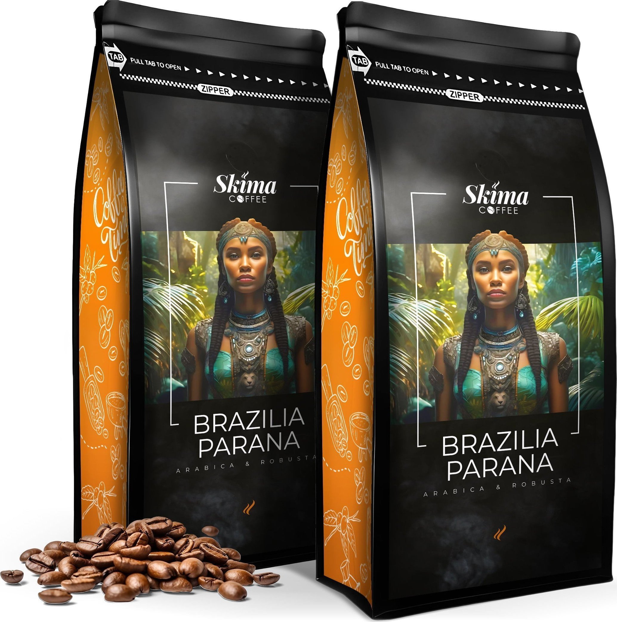 Zestaw Kawa ziarnista 1kgX2 BRAZILIA PARANA BLEND Świeżo Palona do ekspresu + GRATIS