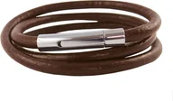 Naszyjniki męskie - Skórzany naszyjnik męski 4 mm brązowy o długości 17-100 cm z zapięciem dźwigniowym srebrnym okrągłym, długość: 70 centymetrów - miniaturka - grafika 1