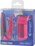 Zszywacze biurowe - Kangaro dziurkacz Aion-10G i zszywacz Nowa-35 różowy - miniaturka - grafika 1