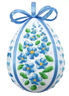 Haft krzyżykowy - Zestaw do haftu - Pisanka z niezapominajkami - Pasmanteria - miniaturka - grafika 1
