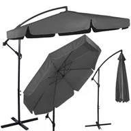 Parasole ogrodowe - Parasol tarasowy z regulacją kąta nachylenia 350 cm na wysięgniku do ogrodu, na balkon, grafitowy - miniaturka - grafika 1