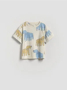 Reserved - Bawełniany t-shirt z nadrukiem - złamana biel - Bluzki dla niemowląt - miniaturka - grafika 1