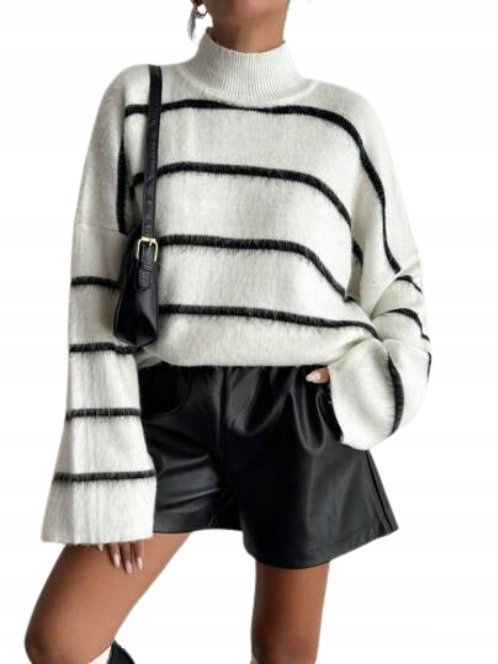 SHEIN DAMSKI SWETER W PASKI Z PÓŁGOLFEM M ŁYE
