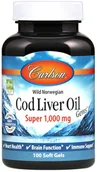 Suplementy naturalne - Carlson Labs - Wild Norwegian Cod Liver Oil, 1000mg, 100 kapsułek miękkich - miniaturka - grafika 1