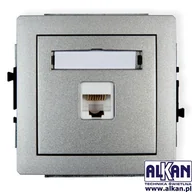 Gniazdka elektryczne - Karlik Gniazdo Komputer Pojedyncze 1xRJ45 kat. 5e 7DGK-1 srebrny metalik - miniaturka - grafika 1