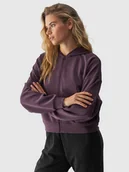 Bluzy damskie - Bluza dresowa rozpinana z modalem damska 4F 4FWAW24TSWSF1341-50S Fioletowy - miniaturka - grafika 1