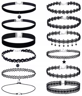 Zestaw 10 Szt Choker Naszyjnik Rzemyk Koronka Boho - Naszyjniki - miniaturka - grafika 1
