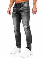 Spodnie męskie - Czarne spodnie jeansowe męskie slim fit Denley MP0070N - miniaturka - grafika 1