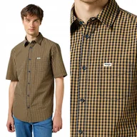 Koszule męskie - Wrangler 1 PKT SHIRT Dijon BAWEŁNIANA KOSZULA W DROBNĄ KRATĘ KRÓTKI RĘKAW M - miniaturka - grafika 1