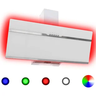 Shumee Okap kuchenny LED RGB 90 cm stal nierdzewna i hartowane szkło - Okapy kuchenne - miniaturka - grafika 1