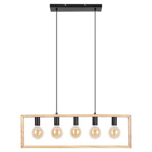 Rabalux Indigo 2294 lampa wisząca zwis 5x40W E27 czarna/drewniana - Lampy sufitowe - miniaturka - grafika 1