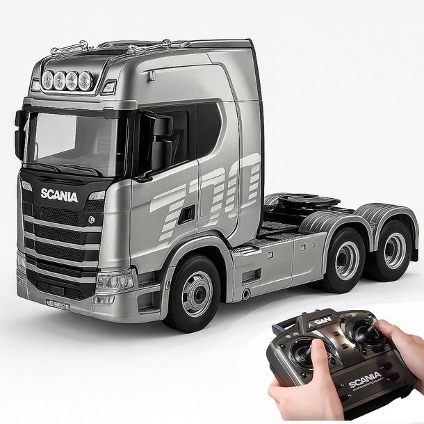 Zdalnie Sterowana Ciężarówka Scania 770s Tir Laweta Skala 1:18 Auto Szara