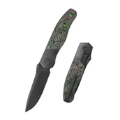 Noże - Nóż składany Kubey KB Knives Velvet Snake Black DLC Titanium/Watermelon Sugar CamoCarbon, Black DLC M390 by Bastard Knives (KB266C) - miniaturka - grafika 1