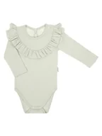 Body dla niemowląt - Dziewczęce body na długi rękaw z falbanka oliwkowe Nicol,r.80 - miniaturka - grafika 1