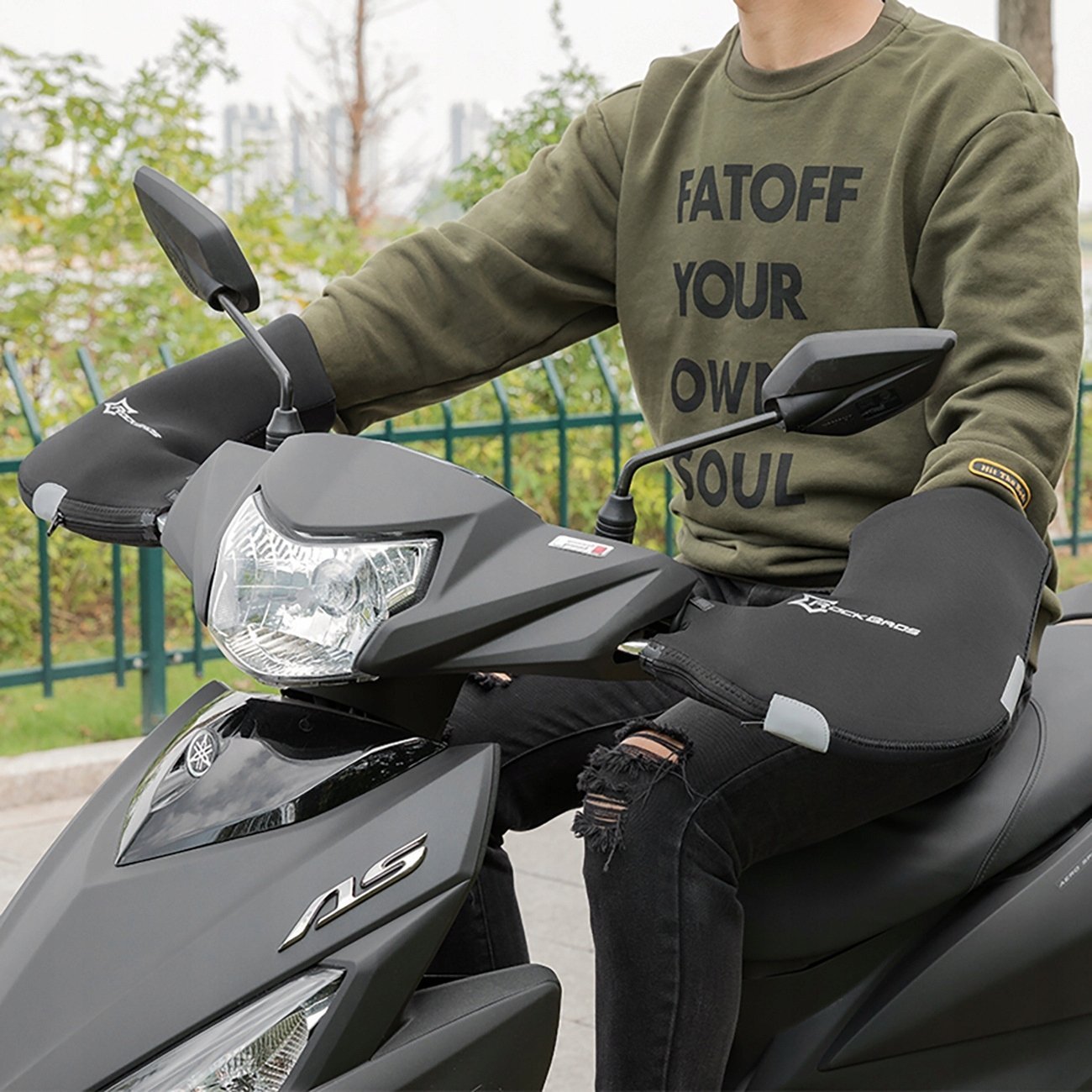 RockBros Rękawiczki ocieplane na kierownicę Rockbros D16-B wiatroodporne wodoodporne kompatybilne z motocyklem - czarne
