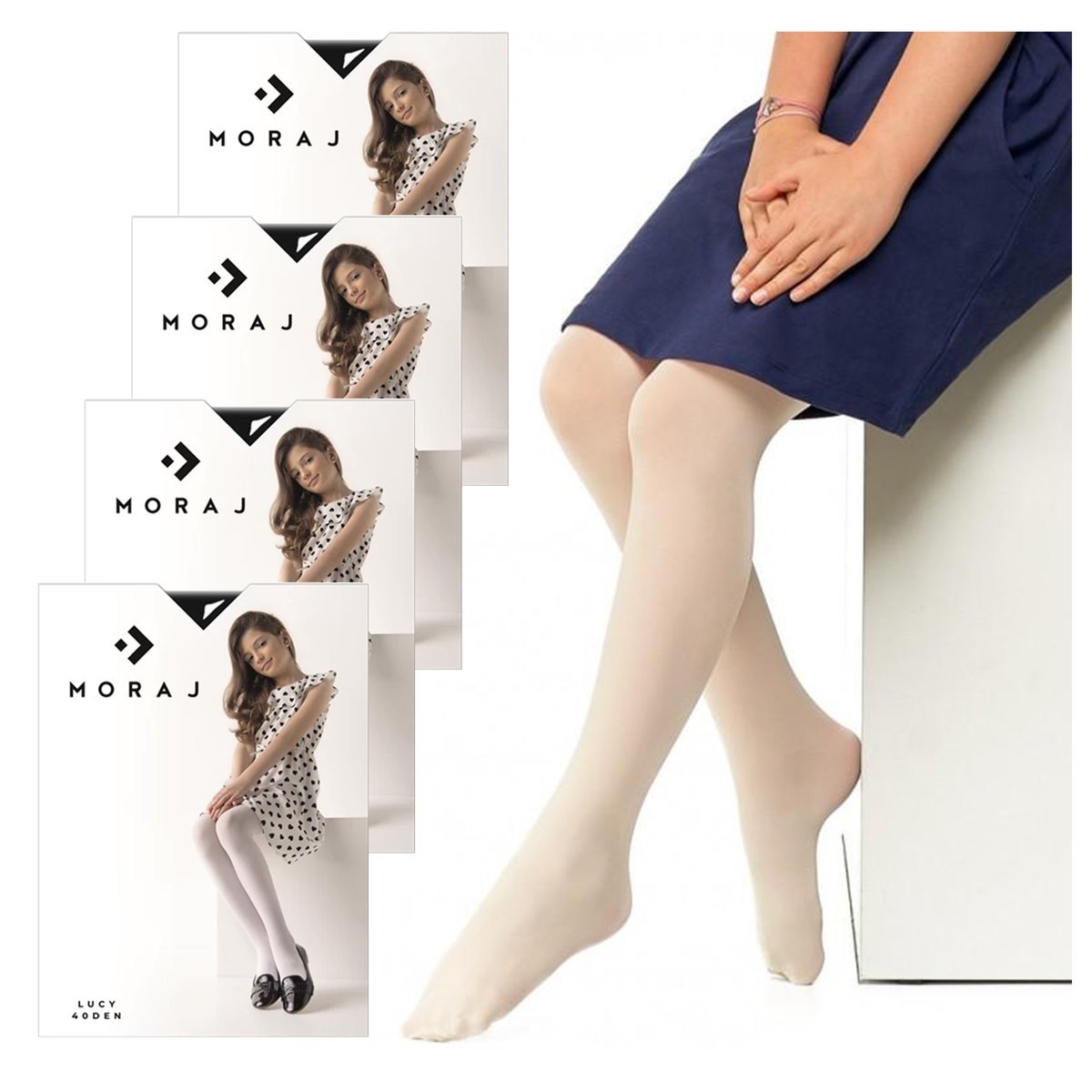 4x RAJSTOPY DZIECIĘCE Dziewczęce z Mikrofibry 40 DEN MORAJ r. 152-158