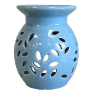 Świece - Kominek do aromaterapii Kwiatowy, niebieski - miniaturka - grafika 1