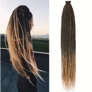 TEMU 24-calowe sztuczne przedłużenia dredów 10 pasm hippie jednostronne dredy ombre blond 0.6 cm szerokości przedłużenia styl reggae crochet hair dla - Pozostałe akcesoria fryzjerskie - miniaturka - grafika 1