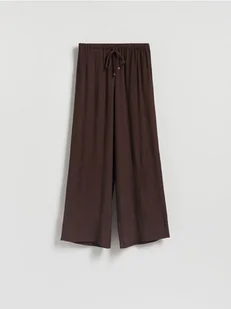 Reserved - Luźne spodnie z wiskozą - ciemnobrązowy - Spodnie damskie - miniaturka - grafika 1