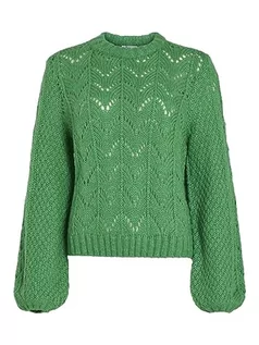 Swetry damskie - Vila Damski sweter z dzianiny Visultan Knit O-Neck L/S TOP-NOOS, zielony Kelly Green/Szczegóły: melanż, XL, Zielony Kelly/Szczegóły: melanż, XL - grafika 1