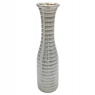 Wazony i flakony - Wazon Ceramiczny Nowoczesny Flakon Na Kwiaty Srebrny 35 Cm Wysoki Glamour - miniaturka - grafika 1