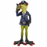 Figurki dekoracyjne - FIGURKA DEKORACYJNA ZIELONA ŻABA FUNKCJONARIUSZ POLICJI NA PREZENT - miniaturka - grafika 1