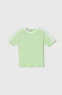 Koszulki dla chłopców - adidas t-shirt bawełniany dziecięcy kolor zielony gładki - miniaturka - grafika 1
