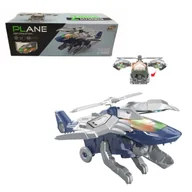 Figurki dla dzieci - SAMOLOT TRANSFORMUJĄCY SIĘ W DINOZAURA – ZABAWKA 2W1 Z EFEKTAMI ŚWIETLNYMI I DŹWIĘKOWYMI - miniaturka - grafika 1