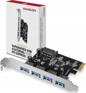 Kontroler Axagon AXAGON PCEU-430RS, kontroler PCIe, 4x port USB 5Gbps, zasilanie SATA, Renesas PD720201, SP - Kontrolery - miniaturka - grafika 1