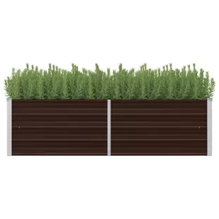 vidaXL Donica ogrodowa, brązowa, 160 x 40 x 45 cm, galwanizowana stal - Donice - miniaturka - grafika 1
