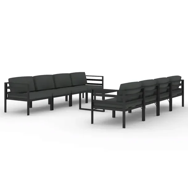 Aluminiowy zestaw wypoczynkowy do ogrodu antracytowy, modułowy, z poduszka
