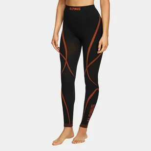 Spodnie termoaktywne damskie Alpinus Lillehammer czarno-pomarańczowe legginsy XL - Spodnie narciarskie - miniaturka - grafika 1