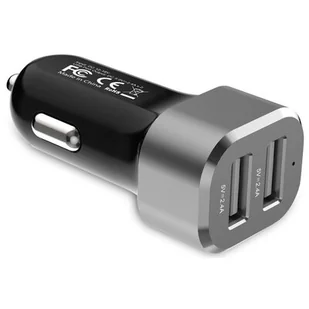 Crong Crong Power Car Charger 24W Ładowarka samochodowa 2xUSB 2.4A aluminium) 10_15042 - Ładowarki samochodowe - miniaturka - grafika 1