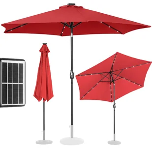 Uniprodo Parasol ogrodowy stojący - 300 cm - czerwony - LED UNI_UMBRELLA_TR300REL UNI_UMBRELLA_TR300REL - Parasole ogrodowe - miniaturka - grafika 1