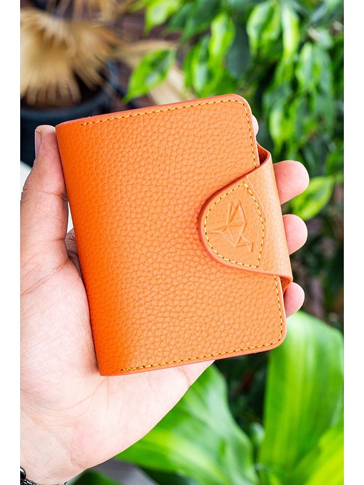 MORI Skórzane etui w kolorze pomarańczowym na karty - 8 x 11 x 2 cm