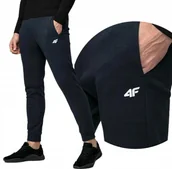 Dresy męskie - SPODNIE DRESOWE 4F MĘSKIE BAWEŁNA SPORTOWE JOGGERY GRANAT M1541 31s r. XL - miniaturka - grafika 1