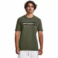 Koszulki sportowe męskie - Męski t-shirt z nadrukiem Under Armour UA Camo Chest Stripe SS - zielony - UNDER ARMOUR - miniaturka - grafika 1