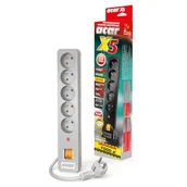 Listwy zasilające - Acar Listwa przeciwprzepięciowa X5 1.5m szara - miniaturka - grafika 1